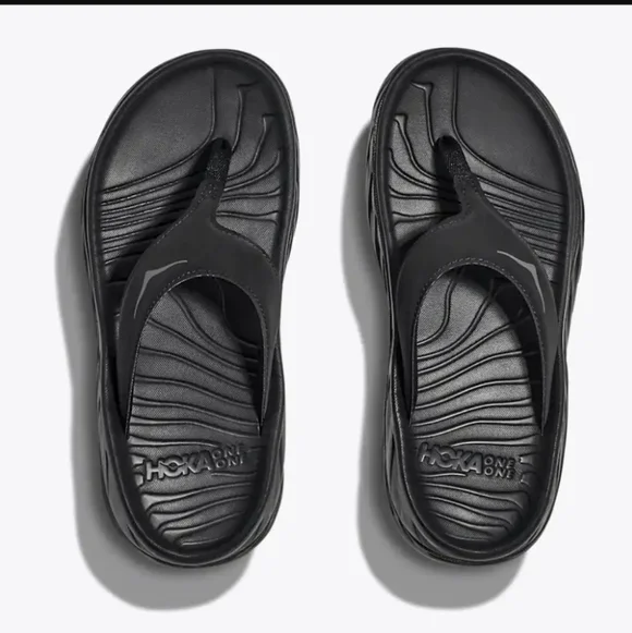 HOKA Women's Black Ora Recovery Flip Flop Sz 6 - Picture 2 of 14